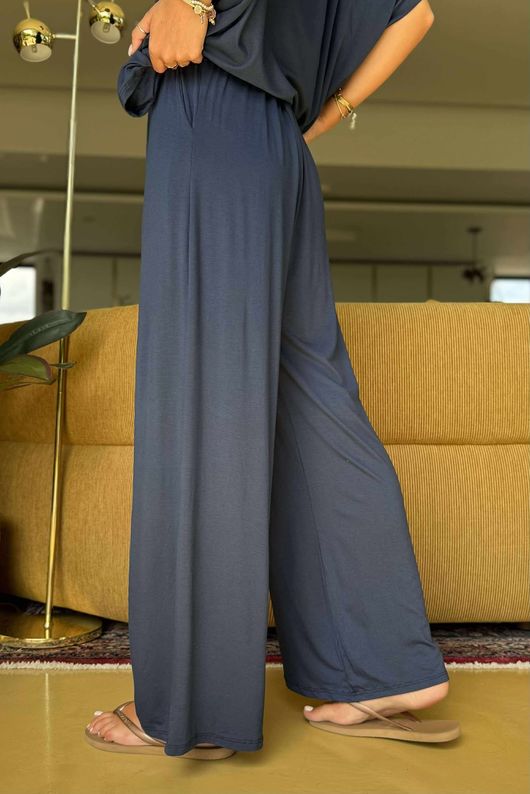 Made in Italy Essential Wide Leg Pant Navy 